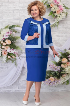 Royal Blue Knee-Length Women's Dresses,Vestidos de madre de la novia de talla grande nmo-780-4