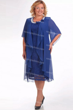 Royal Blue Mother Of The Bride Dress Plus Size Mid-Calf Women's Dresses nmo-726-4