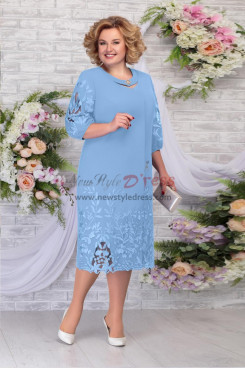 Sky Blue Half Sleeves Mother's Dresses,Vestidos de madre de la novia de talla grande nmo-783-3
