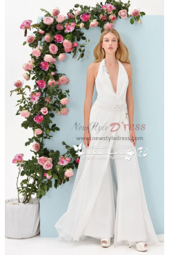 V-Neck halter jumpsuit A-line Pants Suit for wedding dresses bridal wps-054