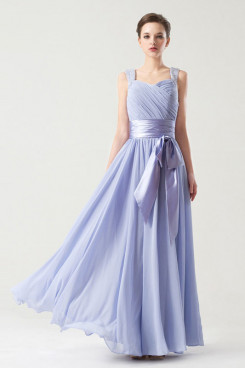 Vest A-Line purple blue Chiffon long Bridesmaids Dresses with Belt np-0266