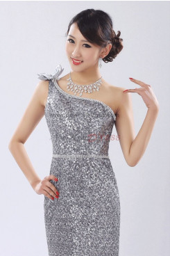 Silvery white Sequins Sheath Prom Dresses customize np-0270