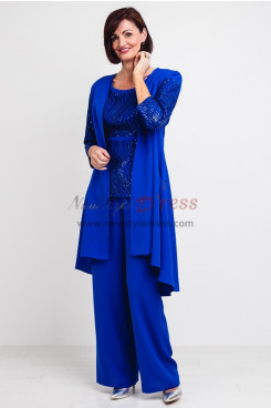Royal Blue Women's Outfit Exquisite Hand beading Mother of the bride Trousers With Jacket nmo-750-2